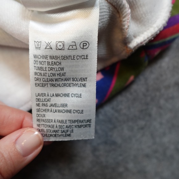 Farm Rio Sweater Womens Extra Small Multicolor Pink Blue Sweatshirt Patchwork - Picture 5 of 11